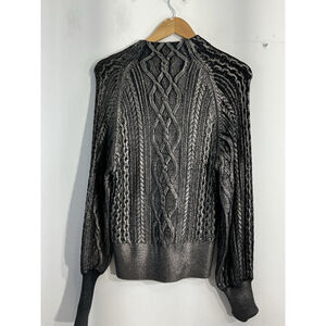 Womans Express XS Black silver Metallic Long Sleeves Pullover Sweater
